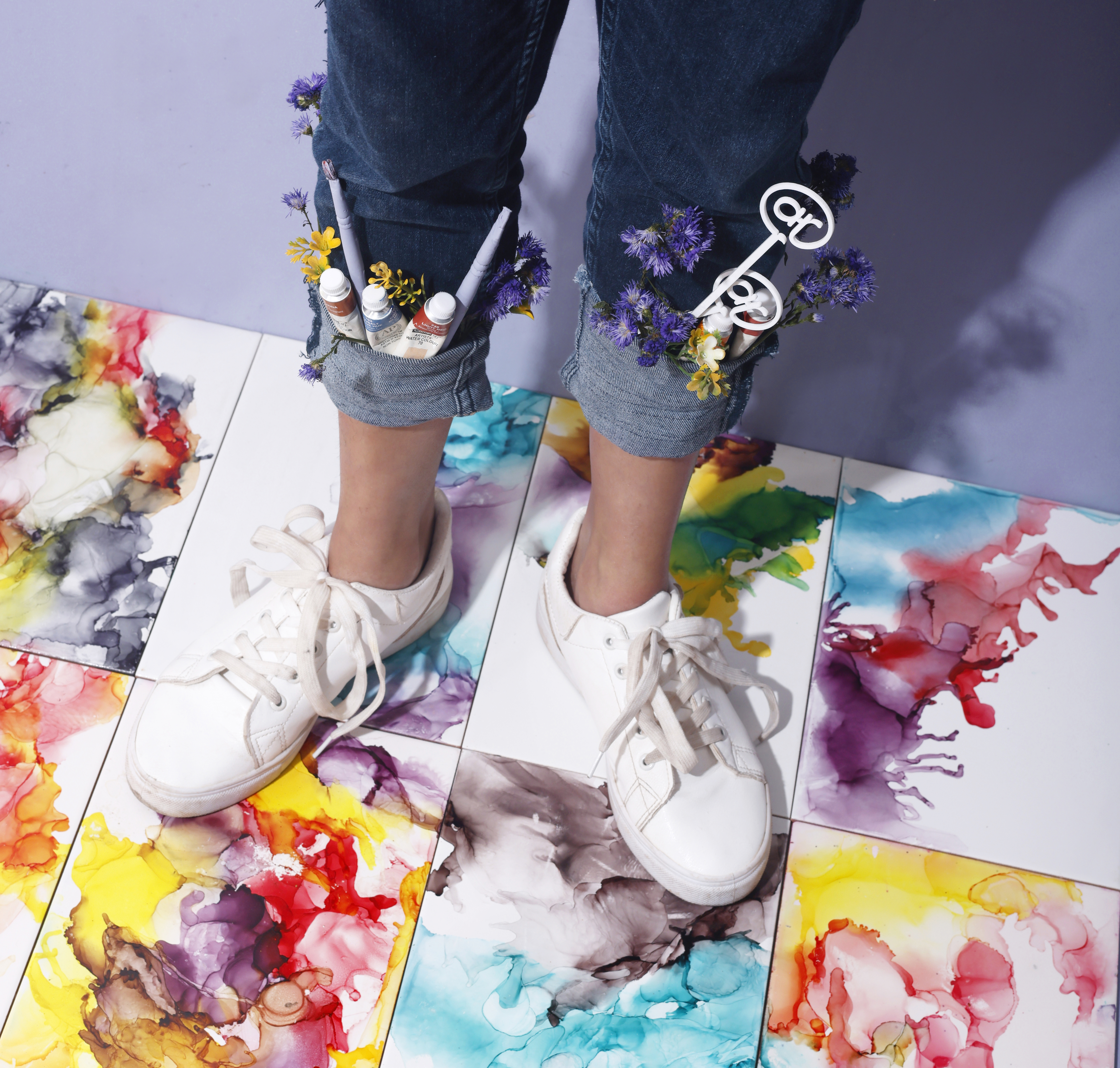 Alcohol Ink on Tiles